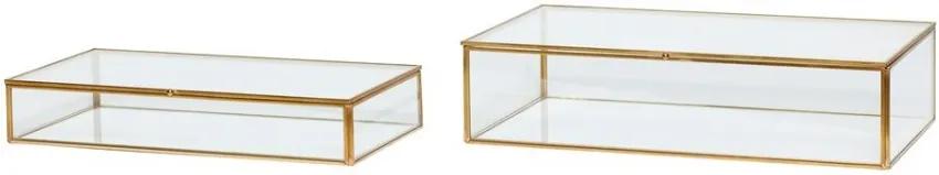 Set 2 cutii decorative transparente/aurii din sticla si alama Rhania Hubsch