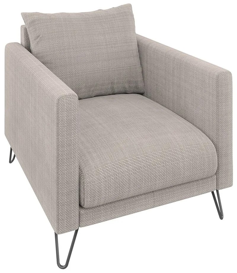 Fotoliu maro deschis cu tapițerie din chenille Freya – Ropez