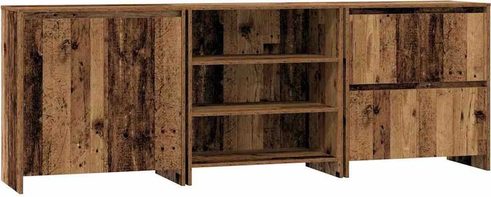 vidaXL Bufet cu sertar 3 pcs Lemn vechi 70 x 41 x 75 cm Lemn compozit