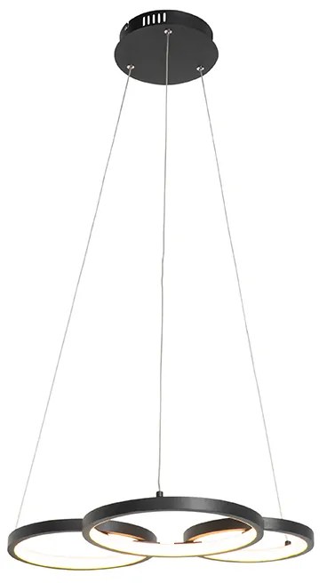 Lampă suspendată neagră incluzând LED cu dimmer în 3 trepte cu 3 lumini - Rondas