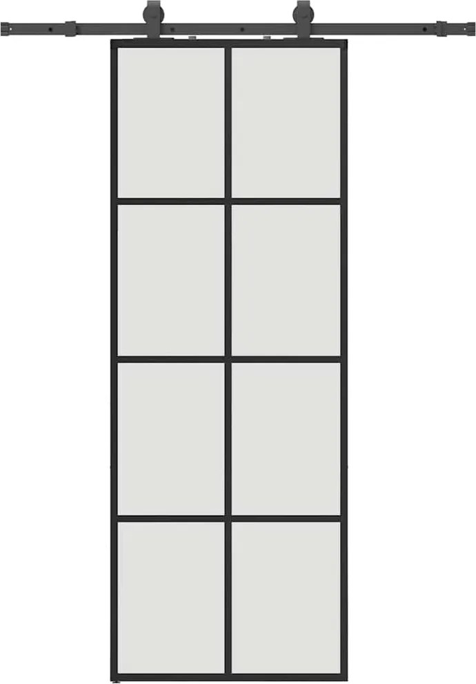 vidaXL Ușă glisantă cu set de feronerie neagră 76x205 cm Sticlă ESG