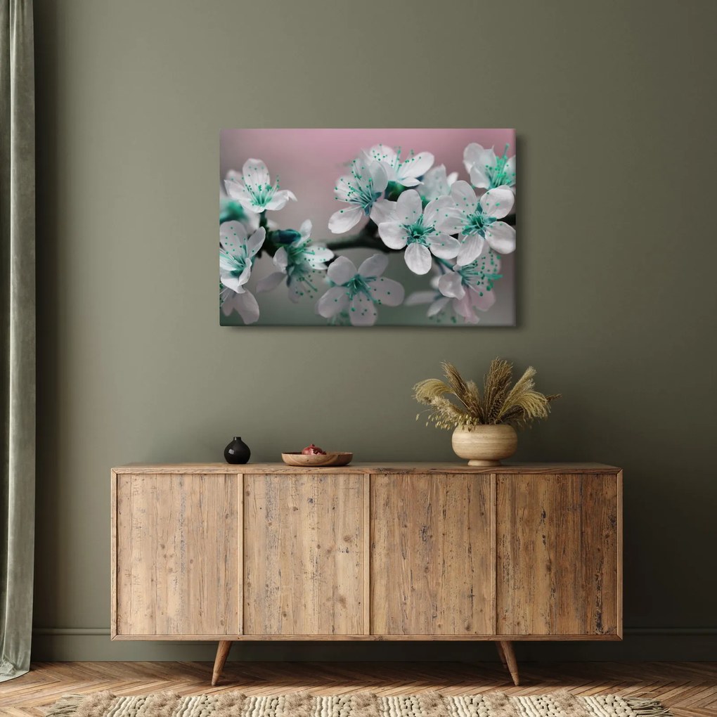 Tablou cu floare - turcoaz (90x60 cm)