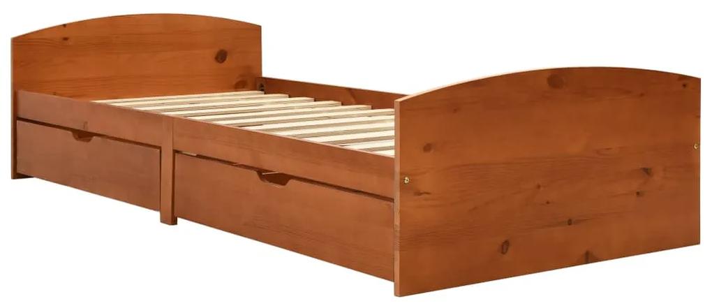 322156 vidaXL Cadru de pat cu 2 sertare, maro miere, 90x200 cm lemn masiv pin
