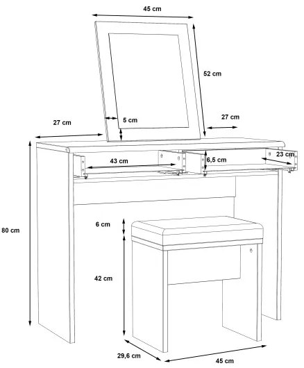 Set Masuta Toaleta Delice, Stejar Nisipiu Si Alb Lucios, 100.3 Cm