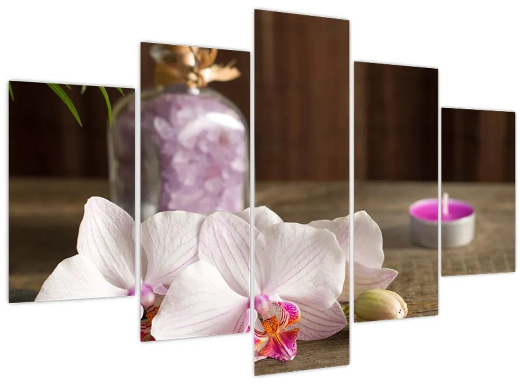 Tablou - Lumânare și orhidee (150x105 cm)
