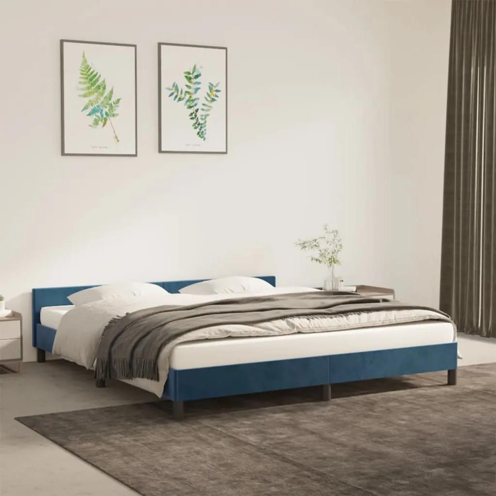 347589 vidaXL Cadru de pat cu tăblie, albastru închis, 180x200 cm, catifea
