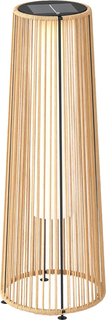 Outsunny Felinar Solar Exterior din Ratan Sintetic cu LED-uri Pornire și Oprire Automată Impermeabil Ø21,5x61 cm Natural | Aosom Romania