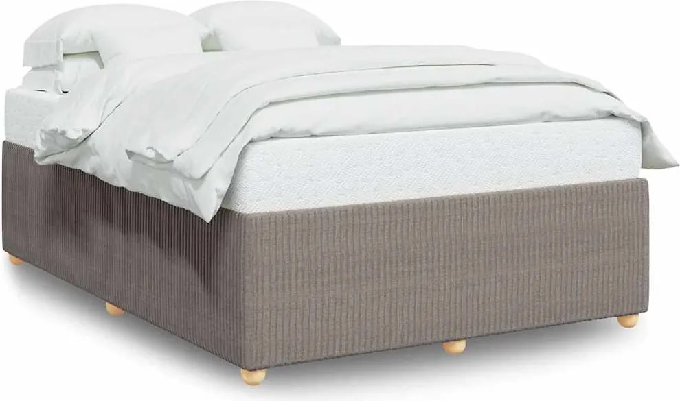 vidaXL Cadru de pat fără saltea, gri taupe, 140x190 cm, textil