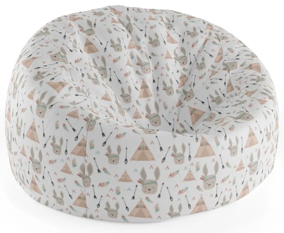 Sac de șezut Cocoon iepuri la cort, alb / bej