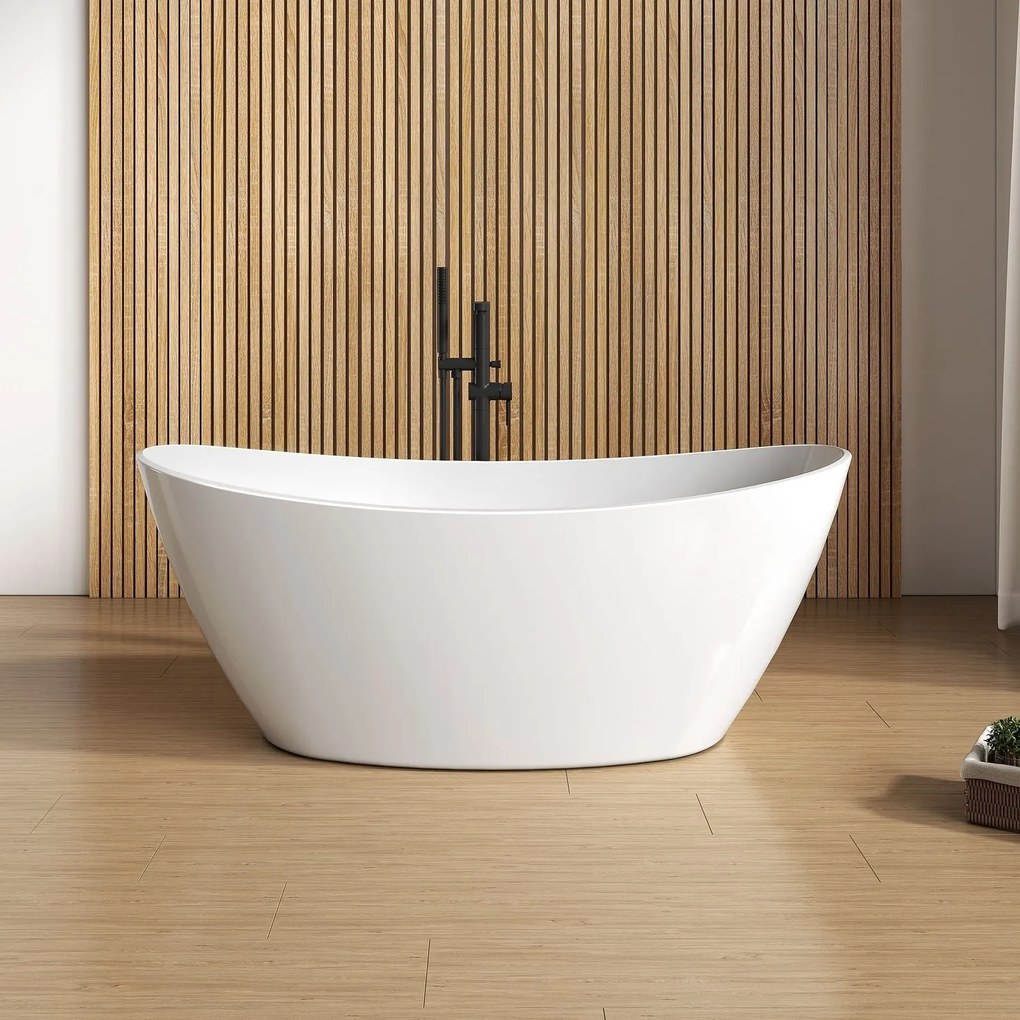 Cada baie freestanding ovala, compozit, 158 x 77 cm, Foglia Bella