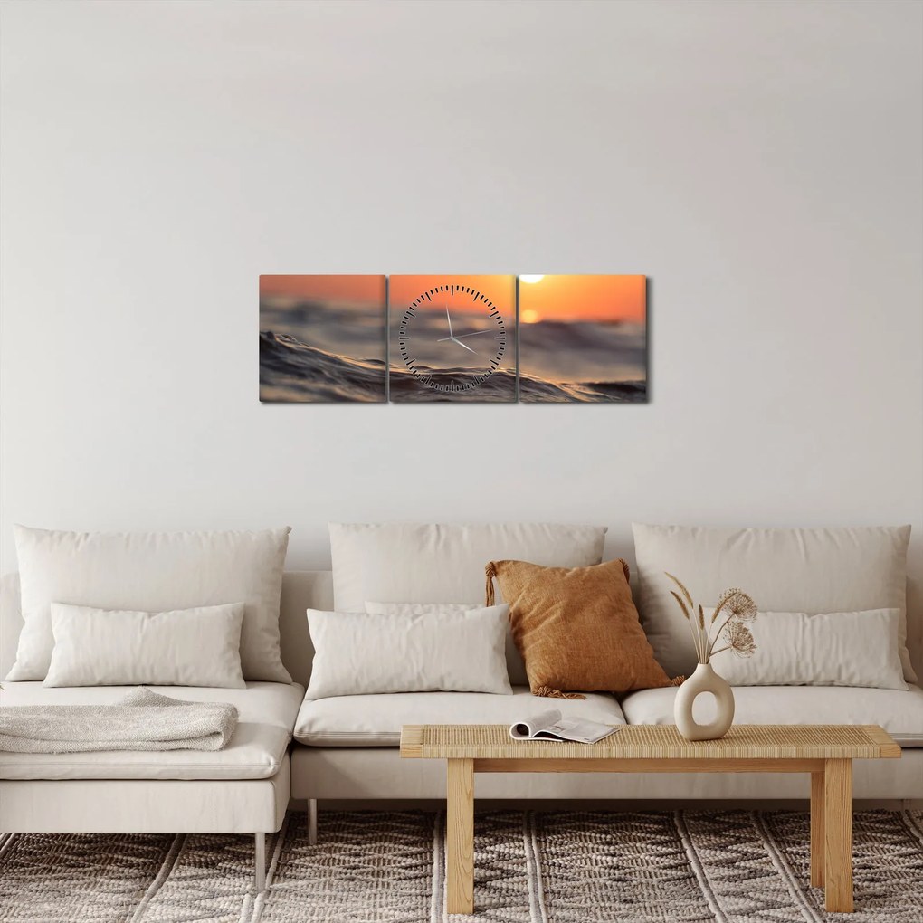 Tablou cu valul mării (cu ceas) (90x30 cm)