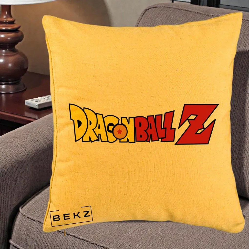 Perna Personalizata Dragon Ball Z Clasic, 40x40 cm, Galben, Husa Detasabila, Perna Inclusa, BEKZ®