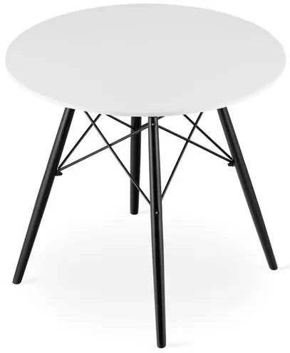 Masa stil scandinav, Artool, Todi, rotund, MDF si lemn, alb si negru, 80x72 cm