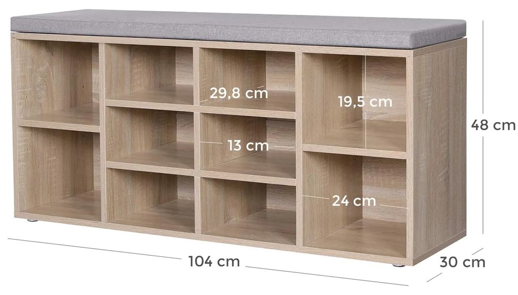 Dulap pantofi cu bancuta cu sezut gri WESO SONOMA 104x30 cm