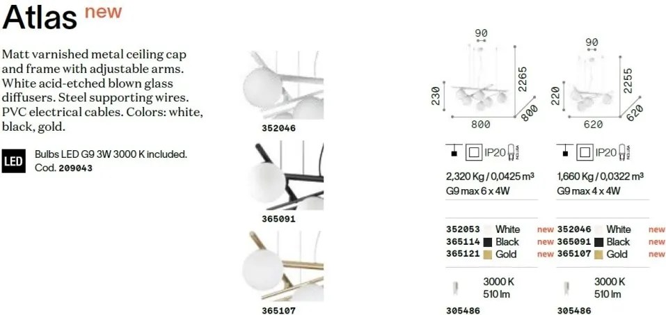 Lustra suspendata moderna ATLAS SP4 ORO