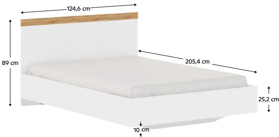 Pat de o persoană 120 cm Valgo 120 (alb + Stejar wotan). 1075513