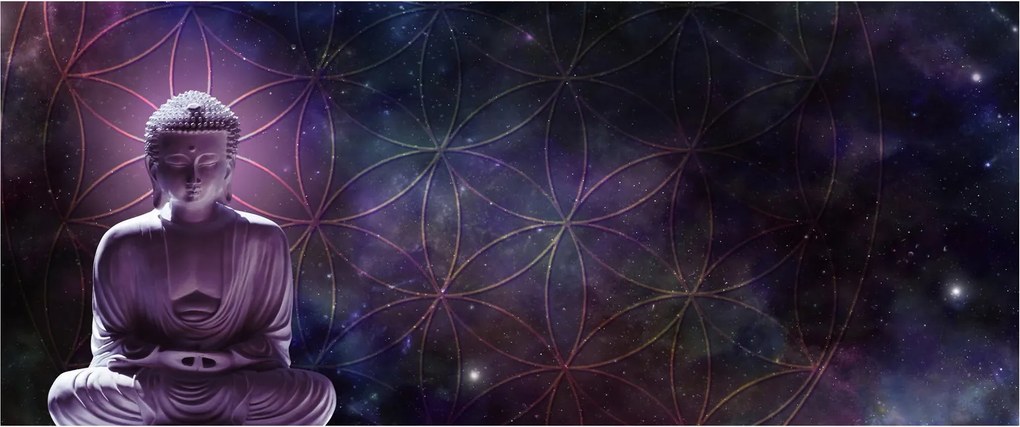 Tablou - Buddha cu florile vieții (120x50 cm)
