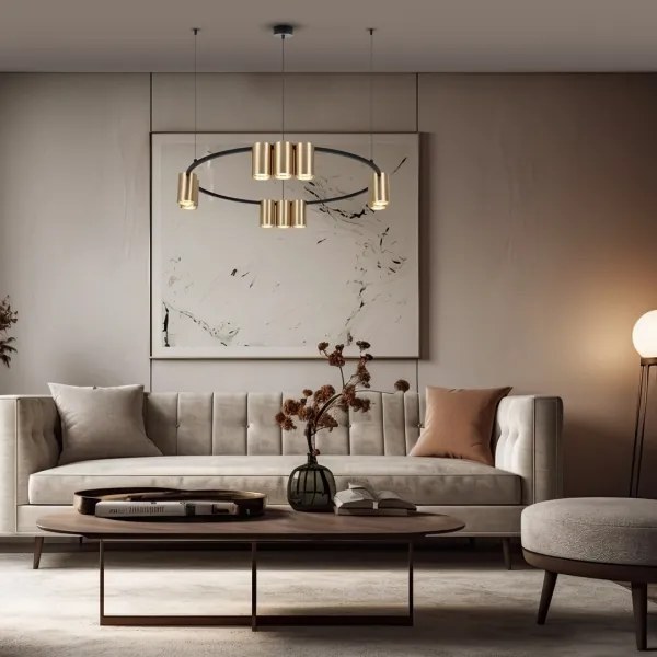 Lustră pe cablu GENESIS 10xGU10/8W/230V auriu