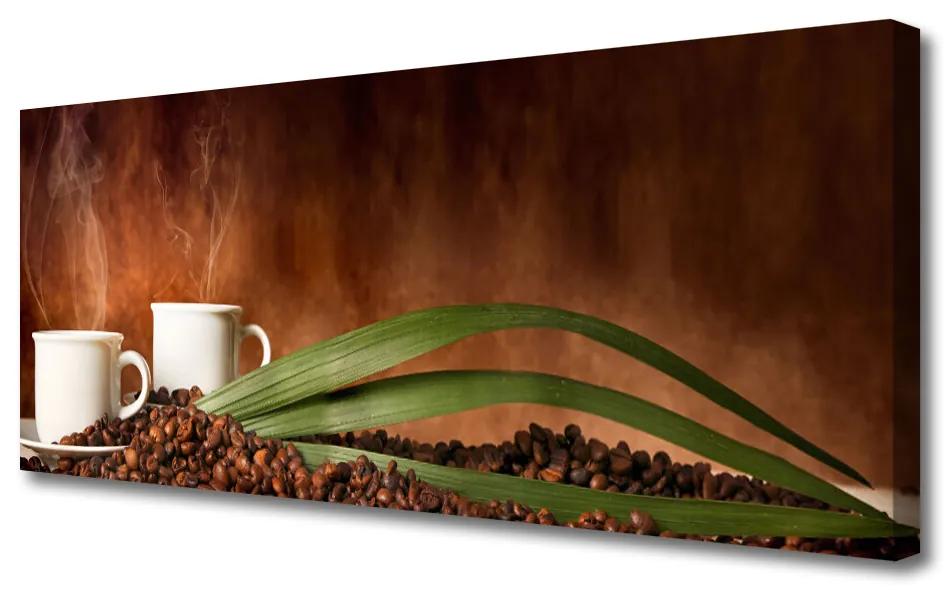 Tablou pe panza canvas Fasole ceștile de cafea Bucatarie Alb Brun
