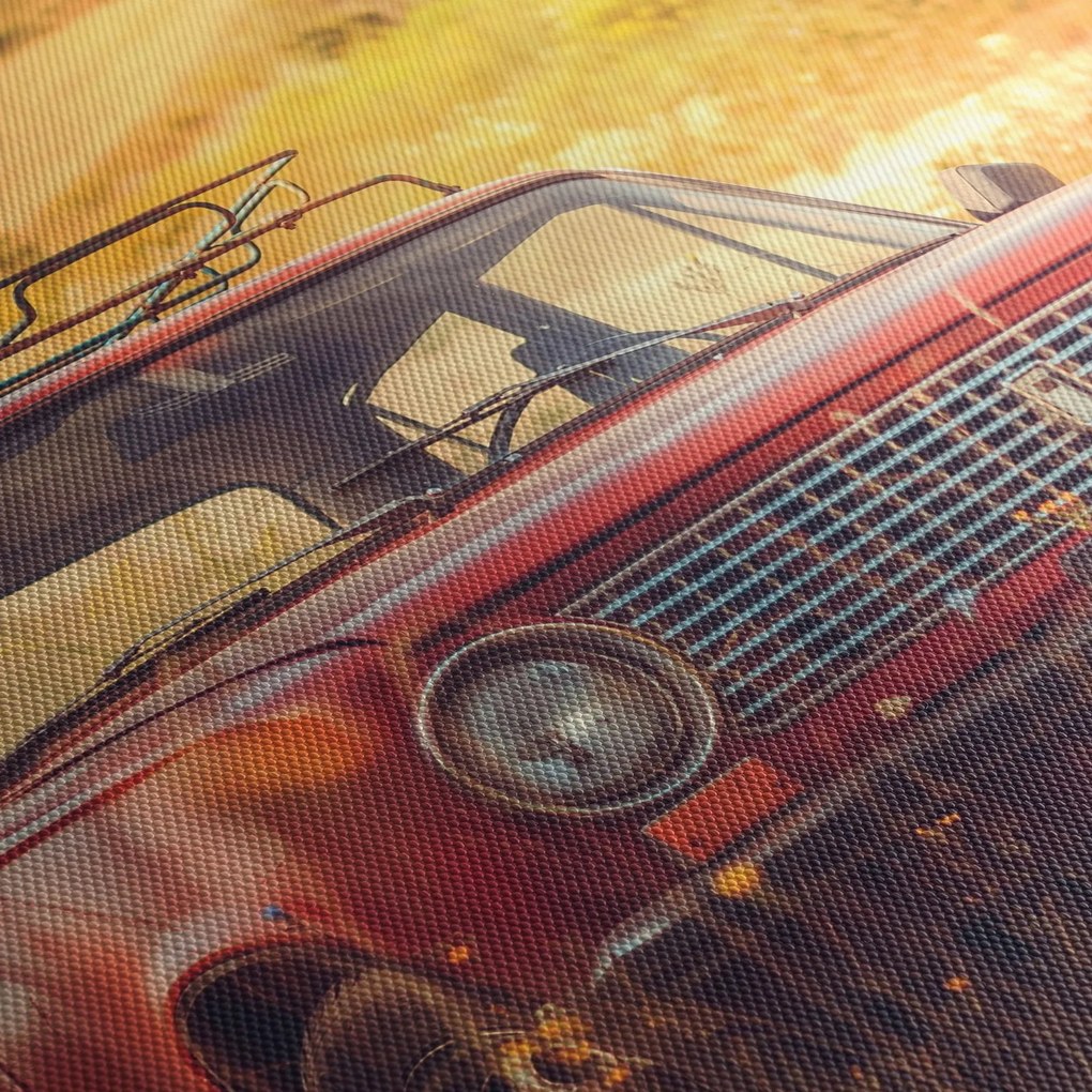 Tablou cu mașină în câmp (120x50 cm)