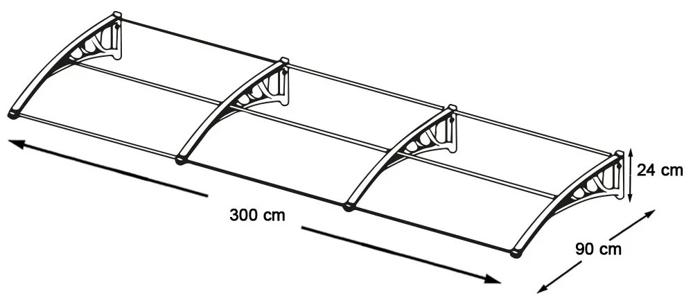 Marchiza copertina din policarbonat 300x90 cm-negru