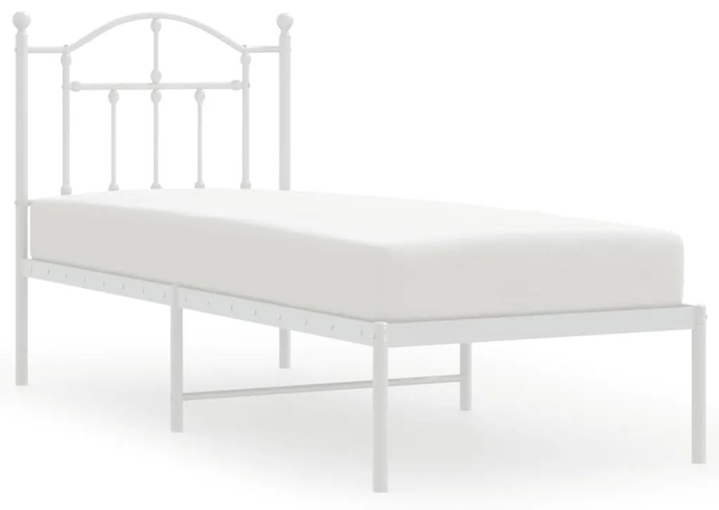 353478 vidaXL Cadru de pat metalic cu tăblie, alb, 75x190 cm