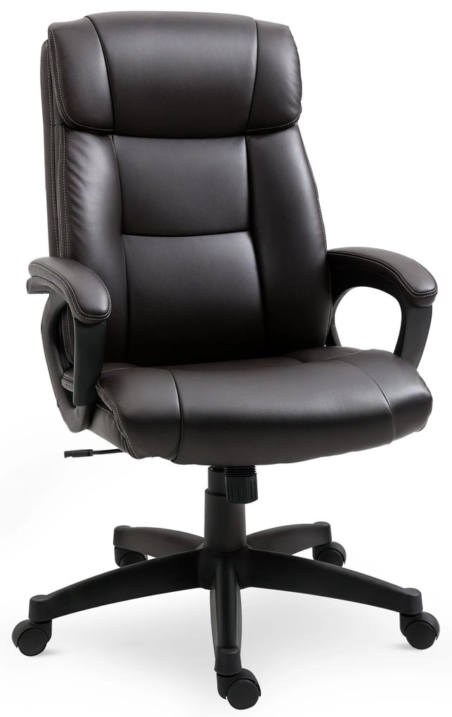 HOMCOM Fotoliu birou ergonomic reglabil cu roți pivotante 360°, tapițerie PU ciocolată, 64x73x106-115,5 cm | Aosom Romania