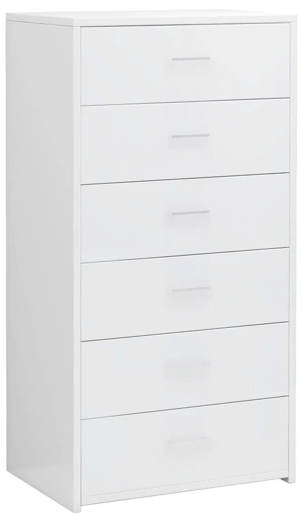 800672 vidaXL Servantă cu 6 sertare, alb extralucios, 50 x 34 x 96 cm, PAL