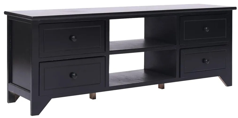 vidaXL Comodă TV, negru, 108x30x40 cm, lemn masiv de paulownia