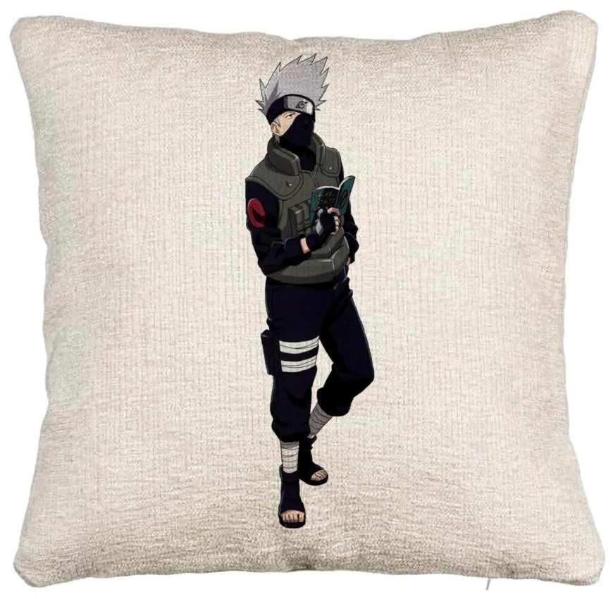 Perna Decorativa Canapea cu Naruto Kakashi, 40x40 cm, Cu fermoar