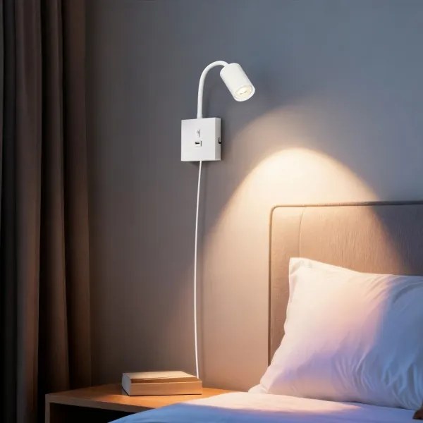 Immax 08296L - Lampă de perete cu USB PUNTO 1xGU10/9W/230V albă