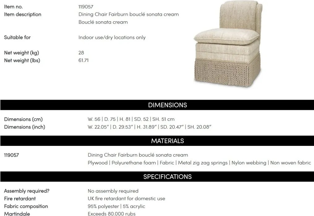 Scaun elegant design LUX Fairburn