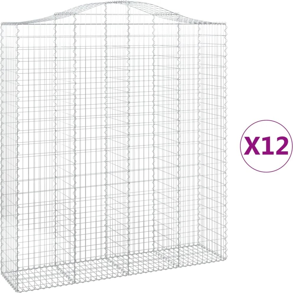 vidaXL Coșuri gabion arcuite, 12 buc 200x50x220/240cm, fier galvanizat