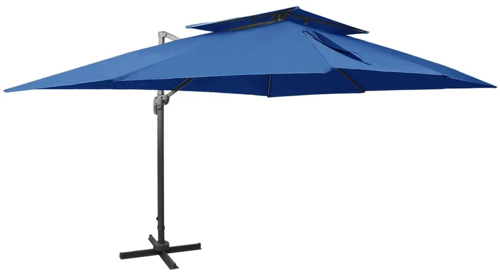 vidaXL Umbrelă în consolă cu înveliș dublu, albastru azuriu 400x300 cm