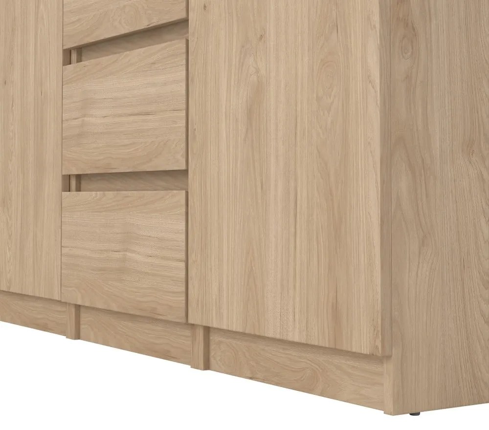 Comodă în culoare naturală cu aspect de lemn de stejar 121x91x50 cm Naia – Tvilum
