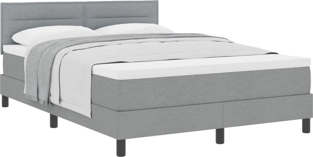 vidaXL Pat cu arcuri cu saltea Gri deschis 140 x 200 cm țesătură