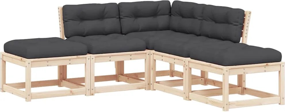 vidaXL Set canapele de grădină cu perne, 5 piese, lemn masiv de pin
