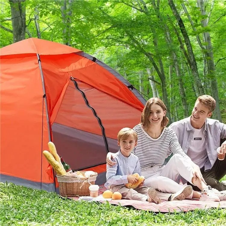 Cort camping (200 x 140 x 100 cm), Spațiu 2 Persoane, cu Fixare anti-vânt, Material impermeabil (Oxford), Acoperiș dublu, Plasă anti-insecte și Protecție solară (UPF50+)