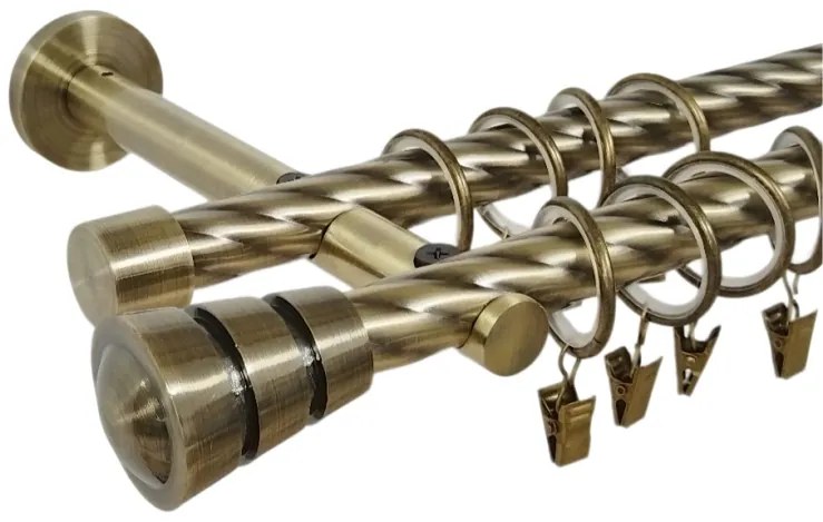 Galerie dubla twist prindere perete picior universal corso 19/19 aur antic (Alege marime: 180 cm)