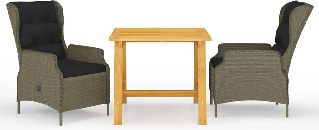 vidaXL Set de masă pentru grădină, 3 piese, maro