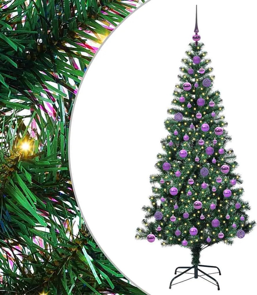 vidaXL Pom de Crăciun artificial pre-iluminat cu 300 LED Verde 180 cm