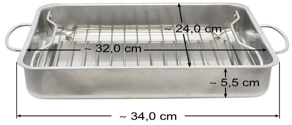 Elo 53434 Basic Tigaie din oțel inoxidabil cugrătar 34 x 24 x 5,5 cm