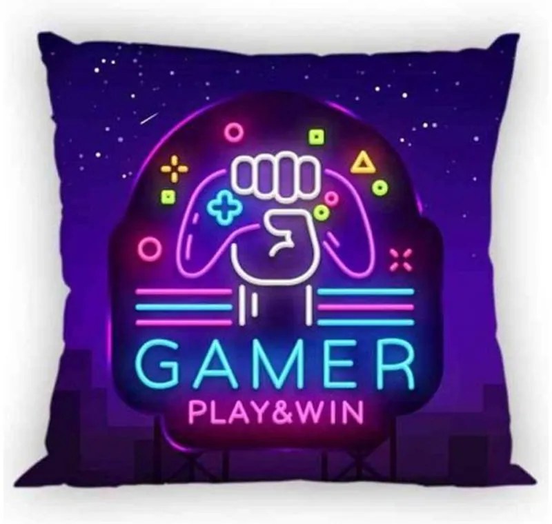 Gamer Față de pernă neon 40x40 cm