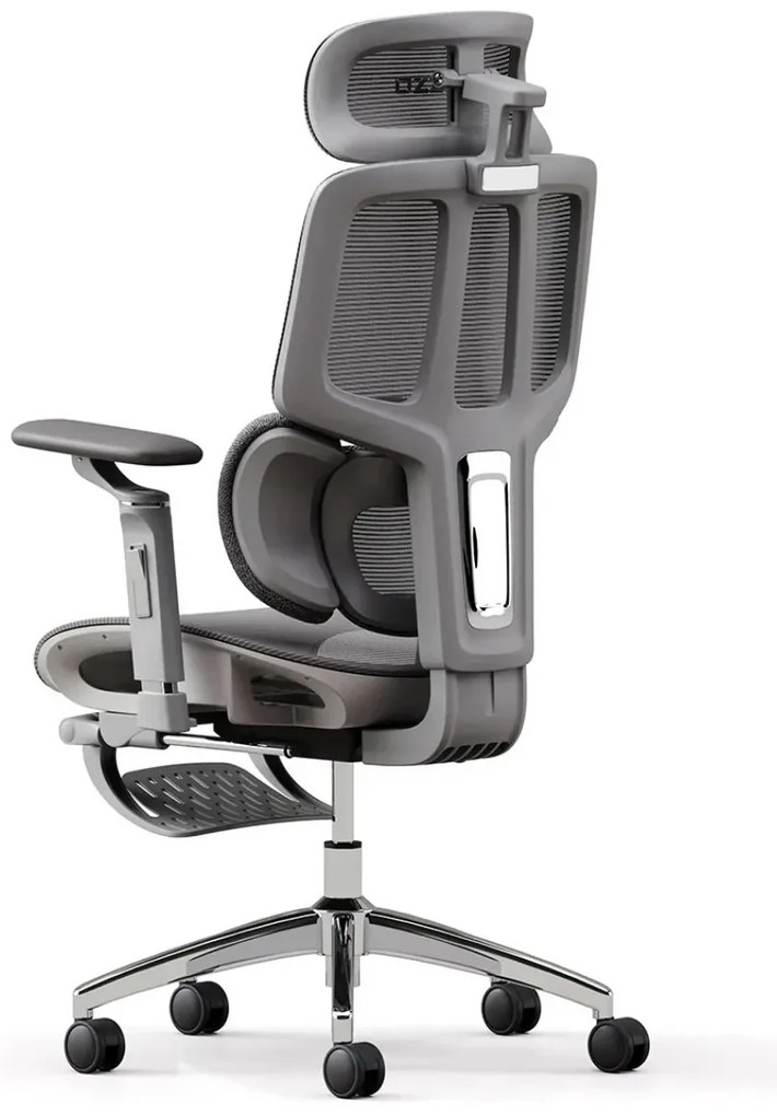 RESIGILAT- Scaun ergonomic MUSSO H80 PRO, șezut translatabil, cotiere 6D, suport lombar dinamic, spătar reglabil înălțime, tetieră 3D, suport picioare, mecanism multifunctional inclinare/blocare, pivotant, Mesh, Gri