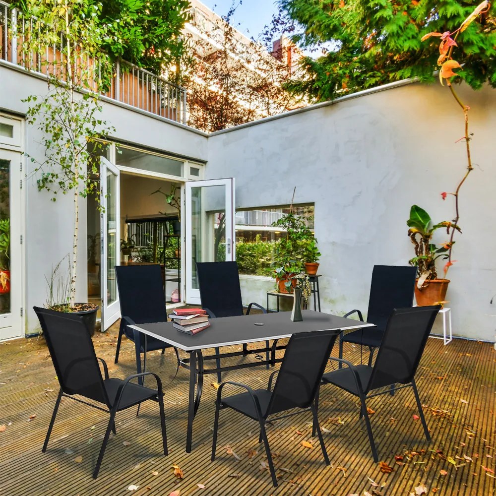 Set mobilier de grădină Agata 6+1 negru