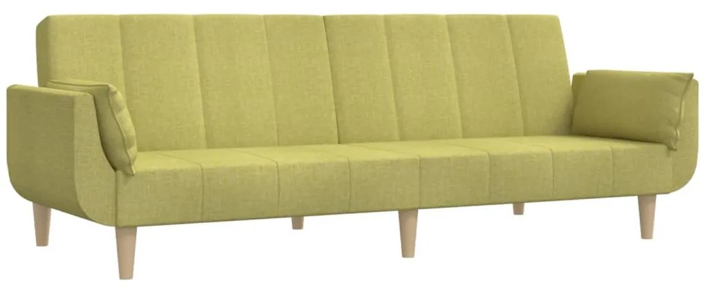 337565 vidaXL Canapea extensibilă cu 2 locuri, 2 perne, verde, textil