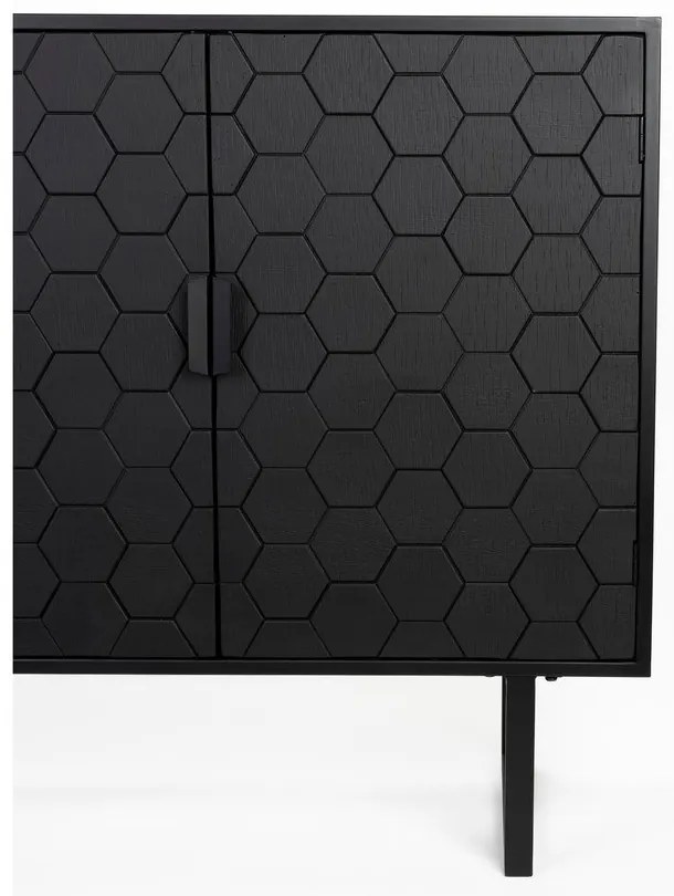 Comodă neagră joasă din lemn de pin 135x90 cm Linc – White Label