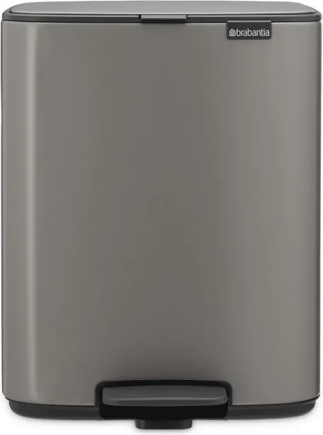 Cos de gunoi Brabantia Bo Pedal 1010128, 12 l, Inchidere usoara, Baza antiderapanta, Gri