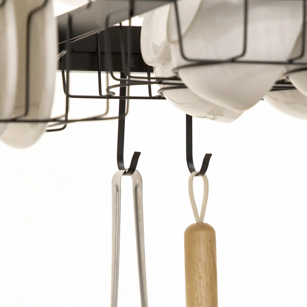 HOMCOM Uscător de Vase de Tip Stand Modular cu 2 Nivele 65x31.5x52.5 cm Negru | Aosom Romania