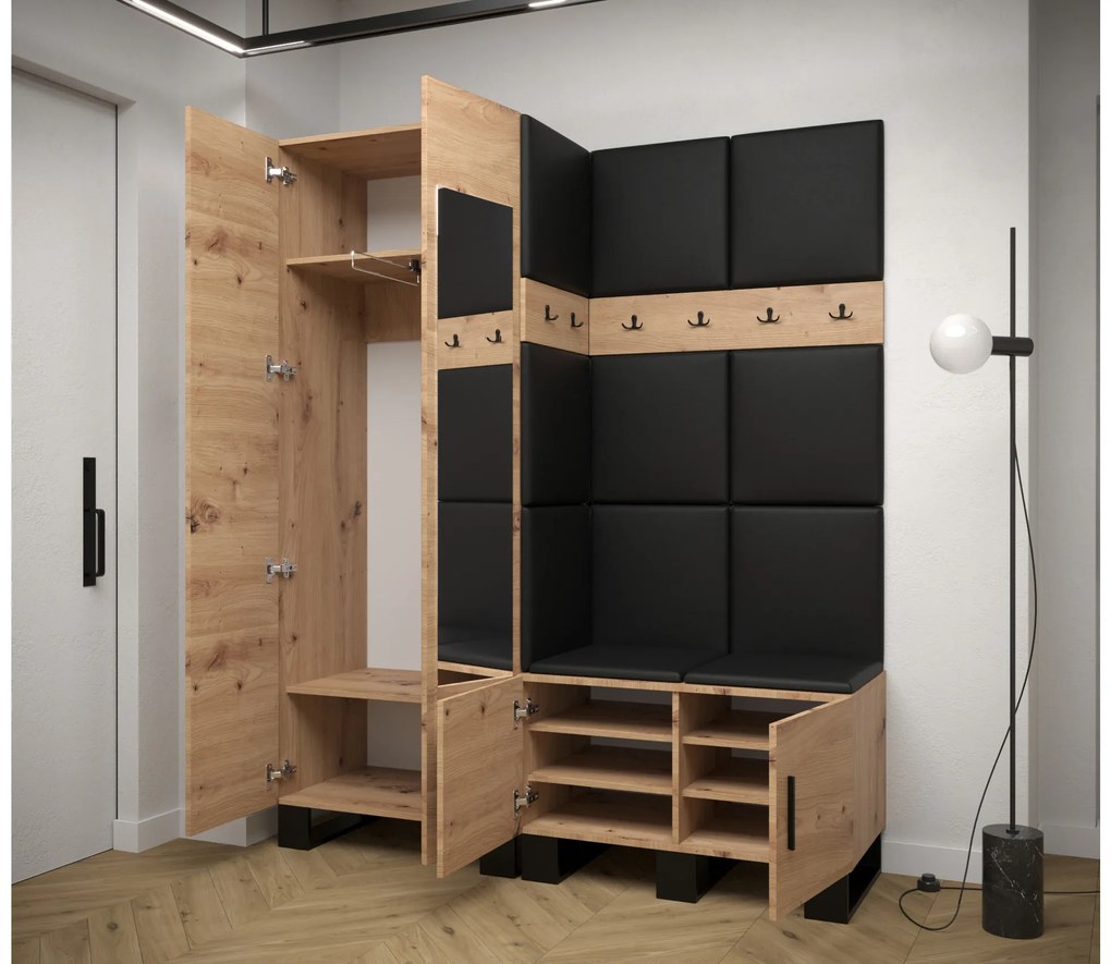 Set mobilier pentru hol Amanda 14 (Stejar artisan + gri închis). 1085977